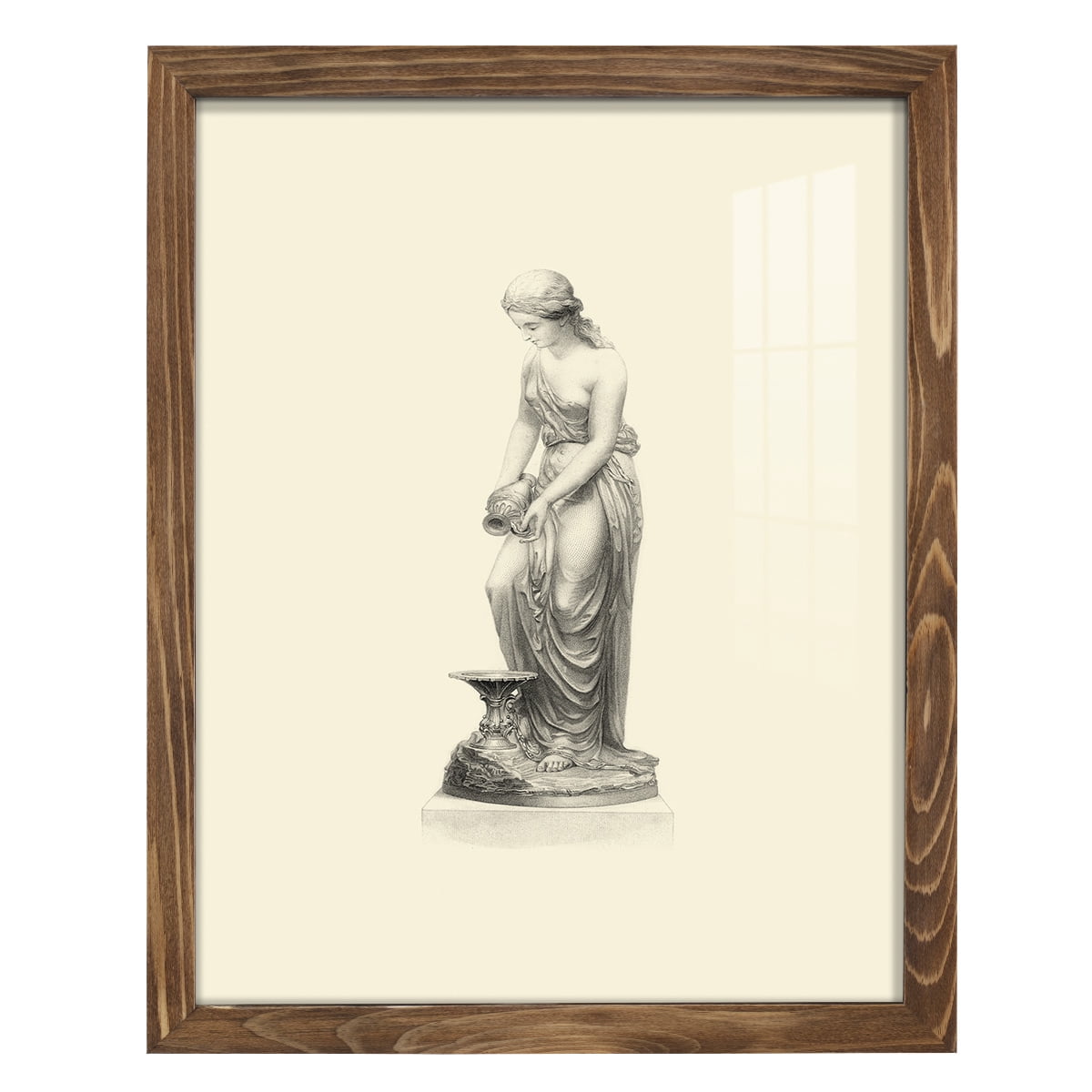 Classical Statuary II -Framed Print w/glass-Walnut