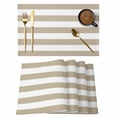thumbnail image 1 of Classical Stripe Placemats Set of 4 Khaki Place Mats Table Mats Kitchen Dining Home Outdoor Party Table Decoration, 1 of 9
