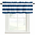 thumbnail image 1 of Classical Stripe Window Valance Curtain Navy Blue Rod Pocket Short Curtain for Living Room, Bedroom & Kitchen Window Decor 60x18in, 1 of 8