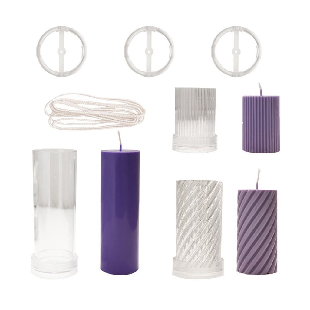 DIY Round Fine Tooth Cylindrical Candle Plastic Mold Striped Candle Acrylic Mold Candle Making Set Mold