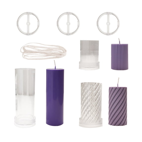 DIY Round Fine Tooth Cylindrical Candle Plastic Mold Striped Candle Acrylic Mold Candle Making Set Mold