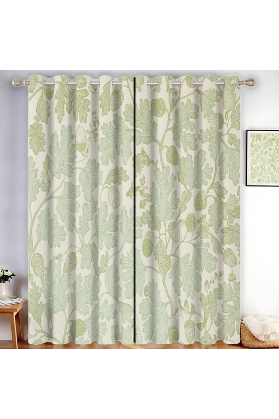Classical Style Blackout Curtains - Acorn Pattern Thermal Insulated Room Darkening Curtains For Bedroom And Living Room 38"W x 45"L (Pack of 2)