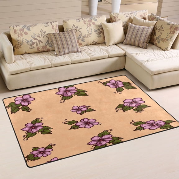 Classical Style Flowers Pattern Soft Polyester Area Rug 31''x20'', Non Slip, Memory Foam, Water Absorbent
