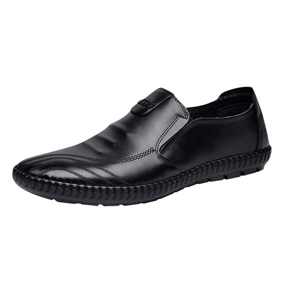 Classical Style Leather Shoes Soccer Shoes Men Leather for Men Slip on Men Shoes Dress Leather Soles Pu Leather Low Rubber Vintage Leather Shoes Men Sole Block Heel Work
