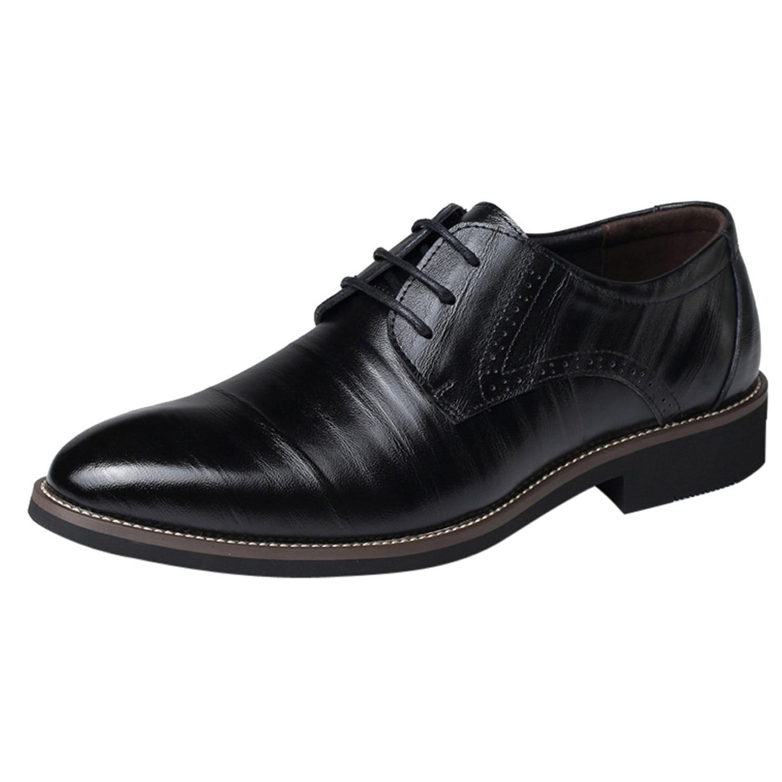 Classical Style Shoes For Men Slip On PU Leather Low Rubber Sole Block Heel Work Leather Slip on Shoes for Men Born Dressing Shoes for Men Leather
