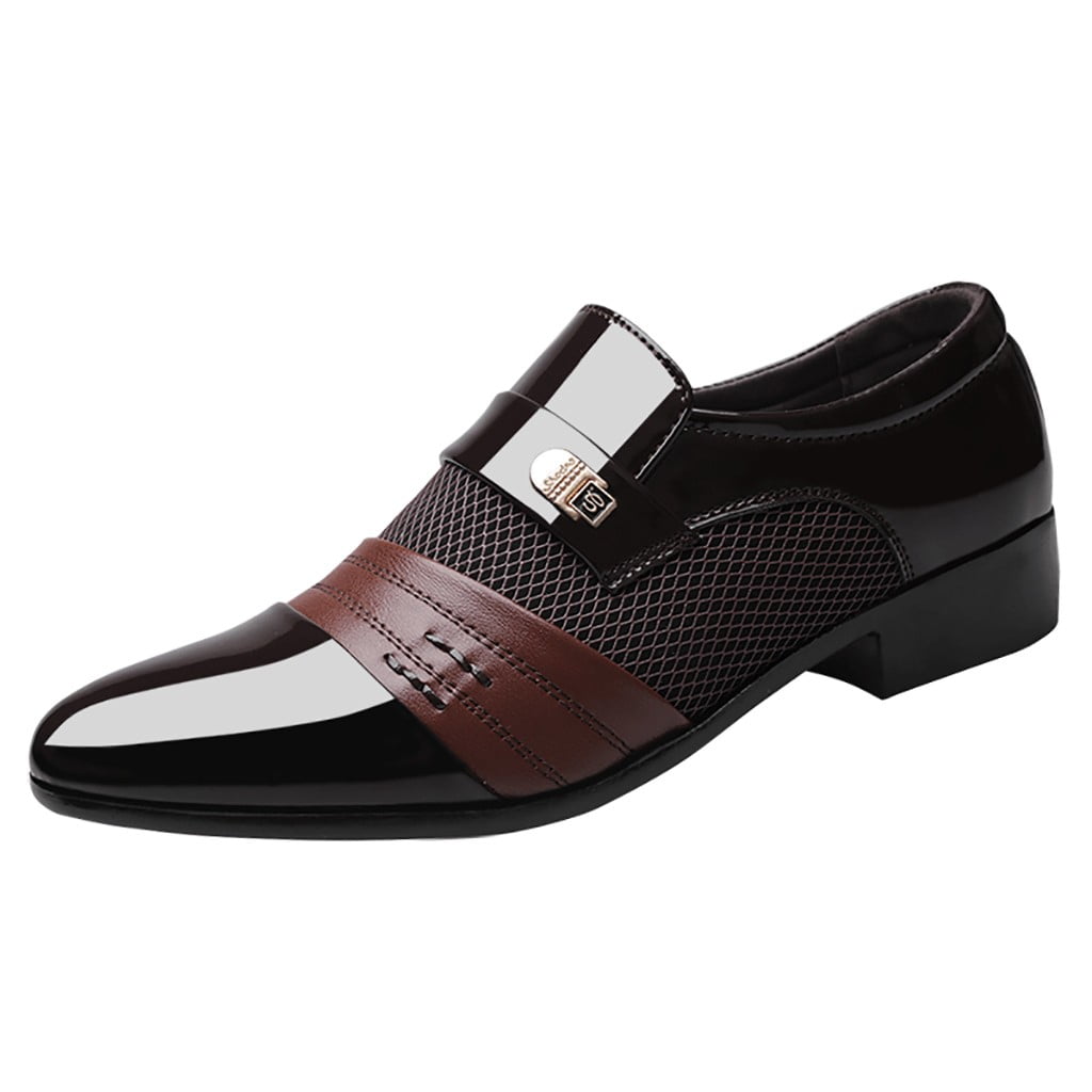 Classical Style Shoes For Men Slip On PU Leather Low Rubber Sole Block Heel Work Leather Shoes Men Running Mens High Heels Leather Shoe Men Shoe Formal Mens Dress Slip on Shoes