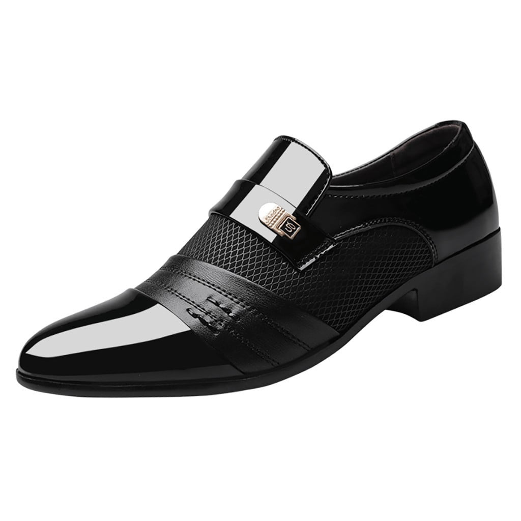 Classical Style Shoes For Men Slip On PU Leather Low Rubber Sole Block Heel Work Leather Shoes Men Running Mens High Heels Leather Shoe Men Shoe Formal Mens Dress Slip on Shoes