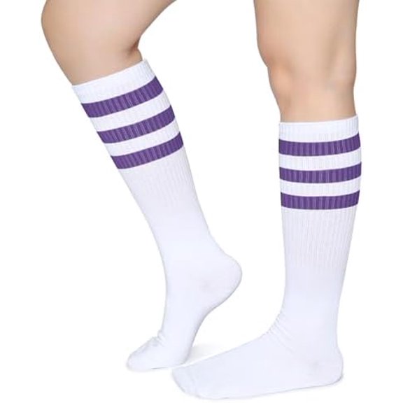 Classical Triple Stripes Soft Cotton Over-the-Calf Retro Tube Socks