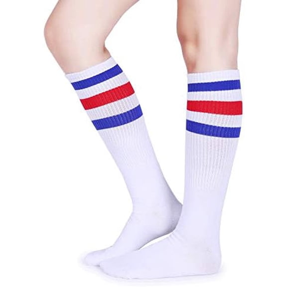 Classical Triple Stripes Soft Cotton Over-the-Calf Retro Tube Socks