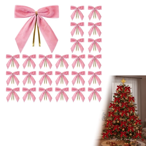 Classical Velvety Bowknot Christmas Tree Ornament With Sturdy Twist Knot Design Velvety Holiday Decors