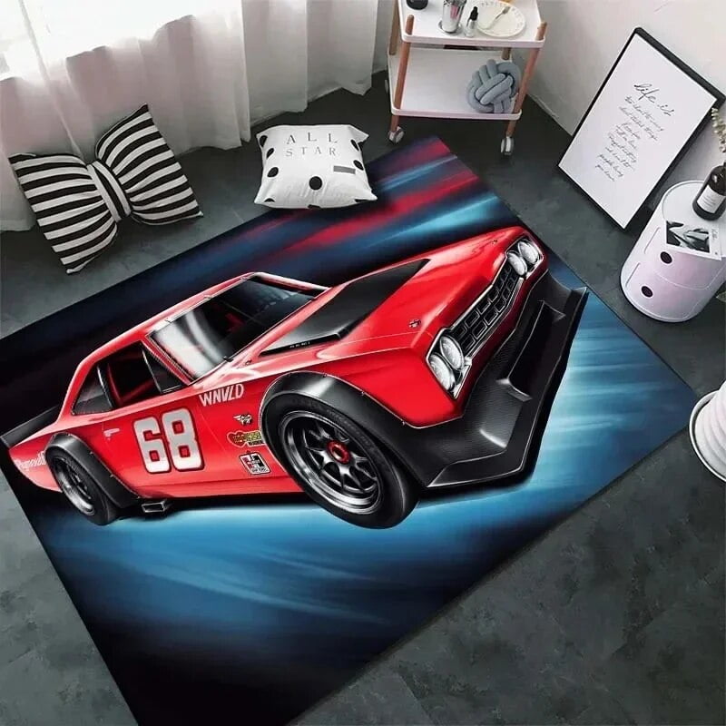 Classical Vintage Racing Car Area Rug Carpet for Bedroom Living Room