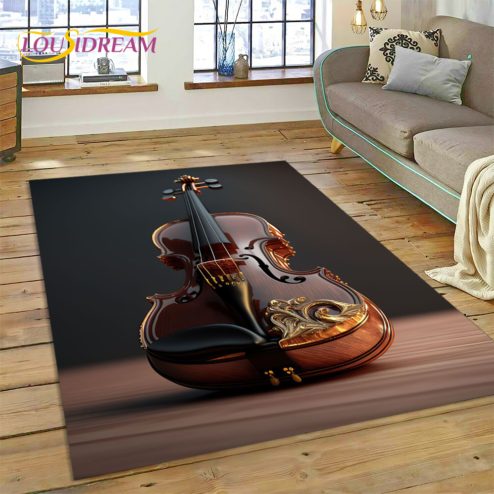 Musical Instrument Rug Classical Violin Cello Music Instrument Area Rug Carpet Rug for Living ...