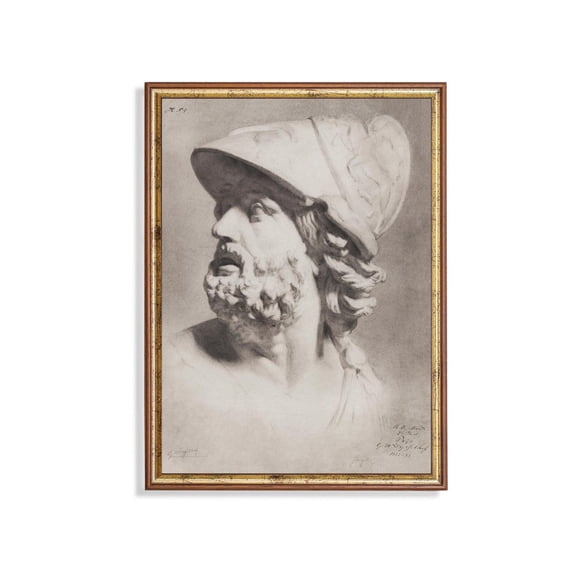Classical Warrior Antique Graphite Drawing Greco Roman Art Poster ...