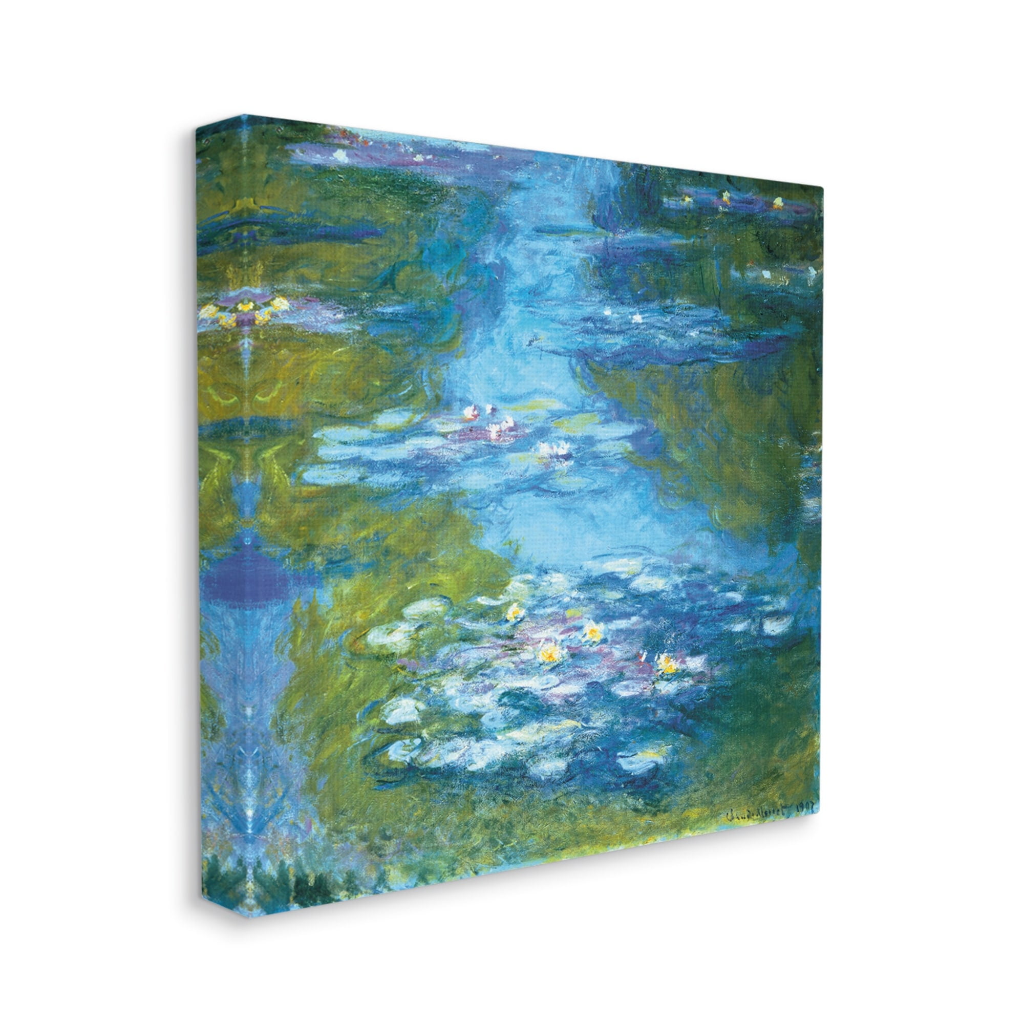 Classical Water Lilies Painting Detail Traditional Monet Botanical & Floral Gallery-Wrapped Canvas Print Wall Art, 17x17