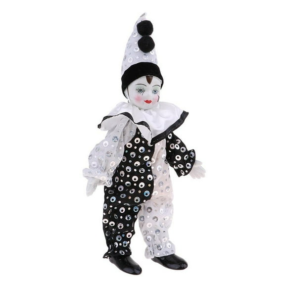 Classical White Ceramic Clown Doll With Delicate Paintwork Display Decoration Great for Desk Shelf Tabletop Ornament