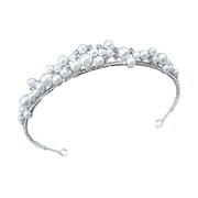 Classical White Pearls Wedding Tiaras with Crystal Accents Suitable for All Day Wear During Ceremonies and Photos