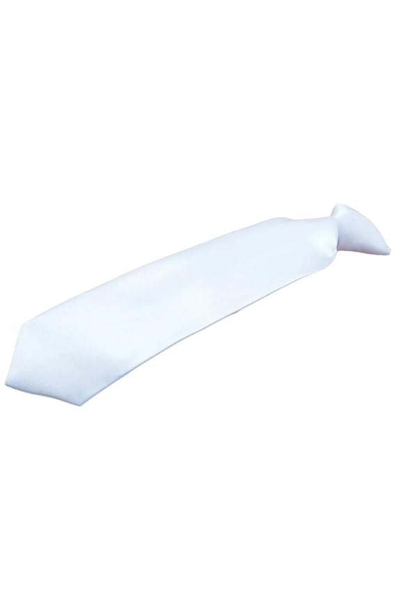 Classical White Zippered Tie for Dress Shirt Accessory Fashion Pre Tied White Silk Necktie for Wedding and Formal Party