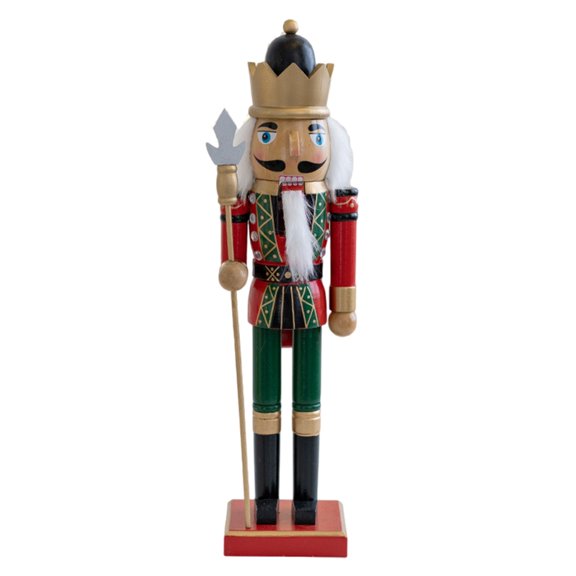 Classical Wood Nutcrackers King Soldier 38cm Figure Holiday Decorative Figurine for Mantle Table Centerpieces Decors