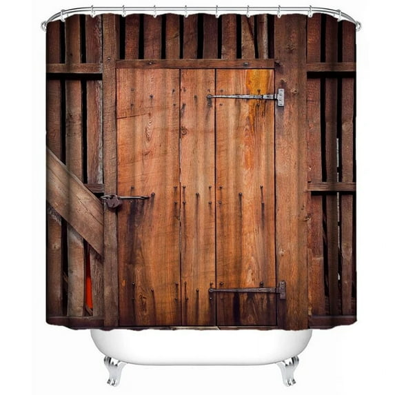 Classical Wooden Shower Curtain Vintage rative Waterproof Polyester Fabric Bathroom Set Home Bath r with