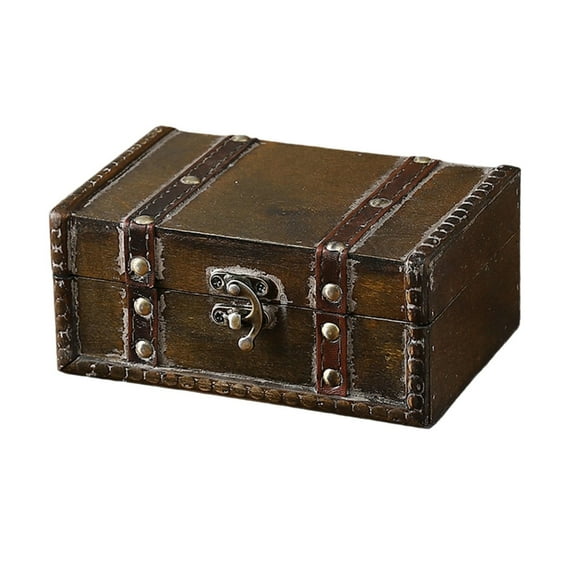 Classical Wooden Storage Box With Safety Lock Decorative Homes Organizers Trunk
