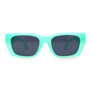 Classically Square Narrow Rectangle Plastic Womens Sunglasses Blue Black