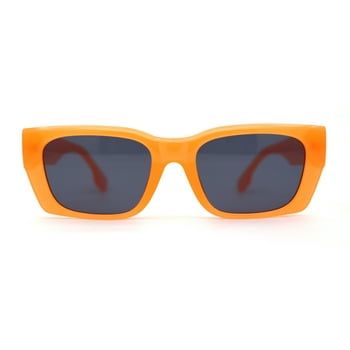 Classically Square Narrow Rectangle Plastic Womens Sunglasses Orange Black