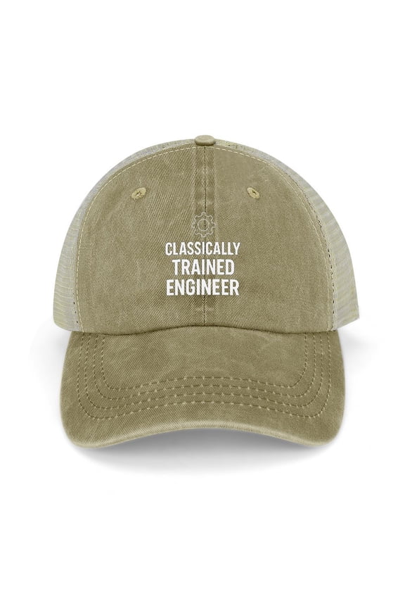 Classically Trained Engineer Khaki Trucker Hat for Men Women, Adjustable Mesh Back Baseball Cap