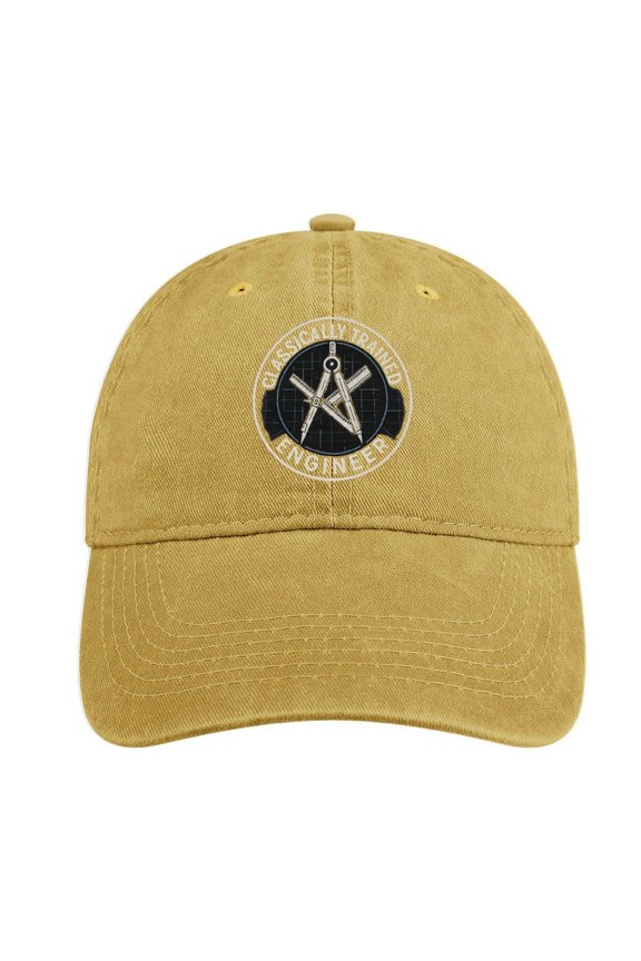 Classically Trained Engineer Sand Colour Unisex Vintage Washed Cotton Baseball Cap Adjustable Size Dad Hat
