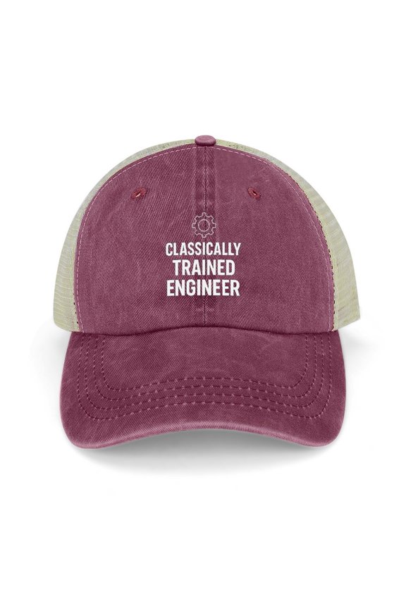Classically Trained Engineer Wine Red Trucker Hat for Men Women, Adjustable Mesh Back Baseball Cap