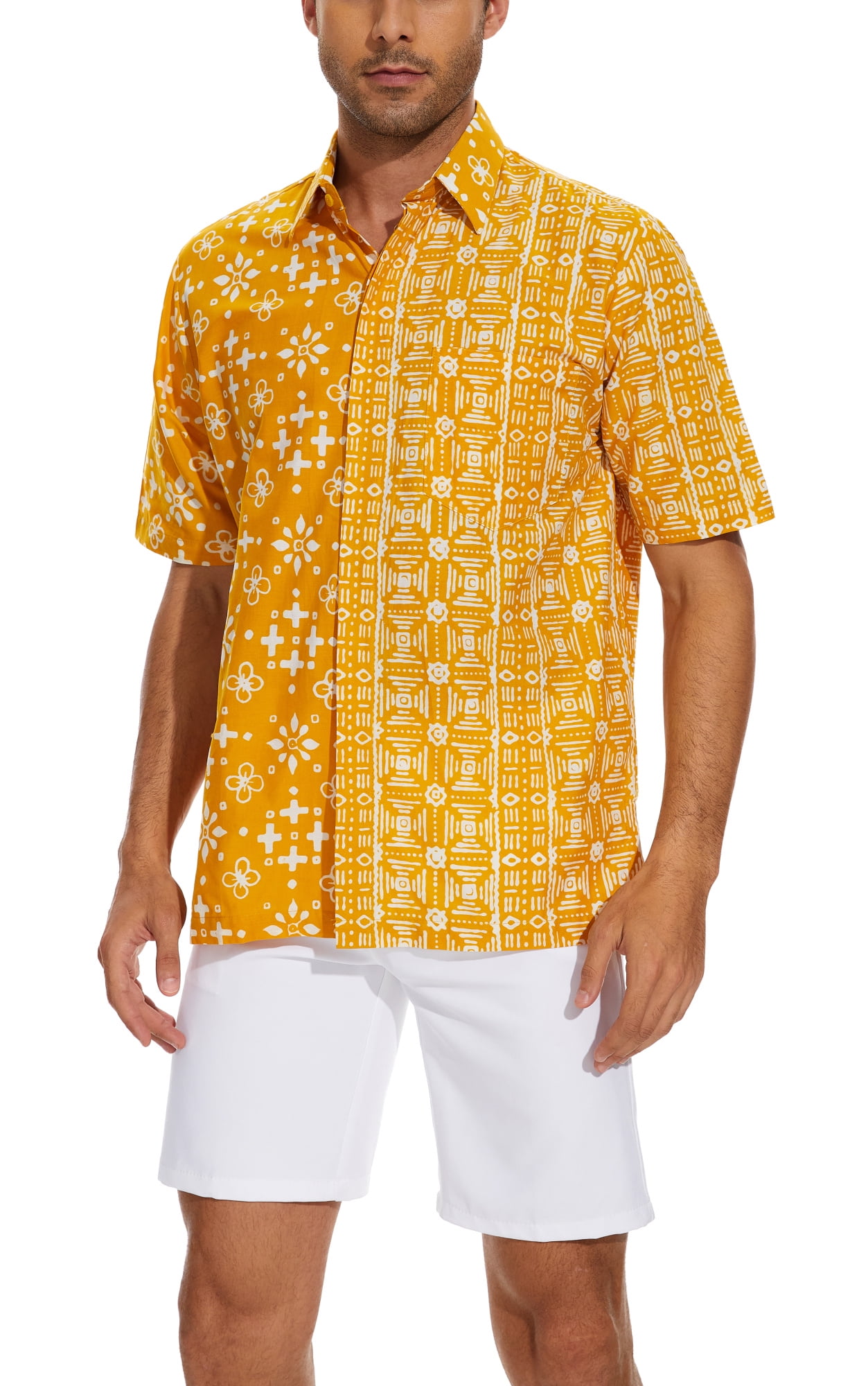 Classicmod Hand Block Batik Men's Casual Shirt - 100% Cotton Hawaiian Summer Beach Shirt - View #3