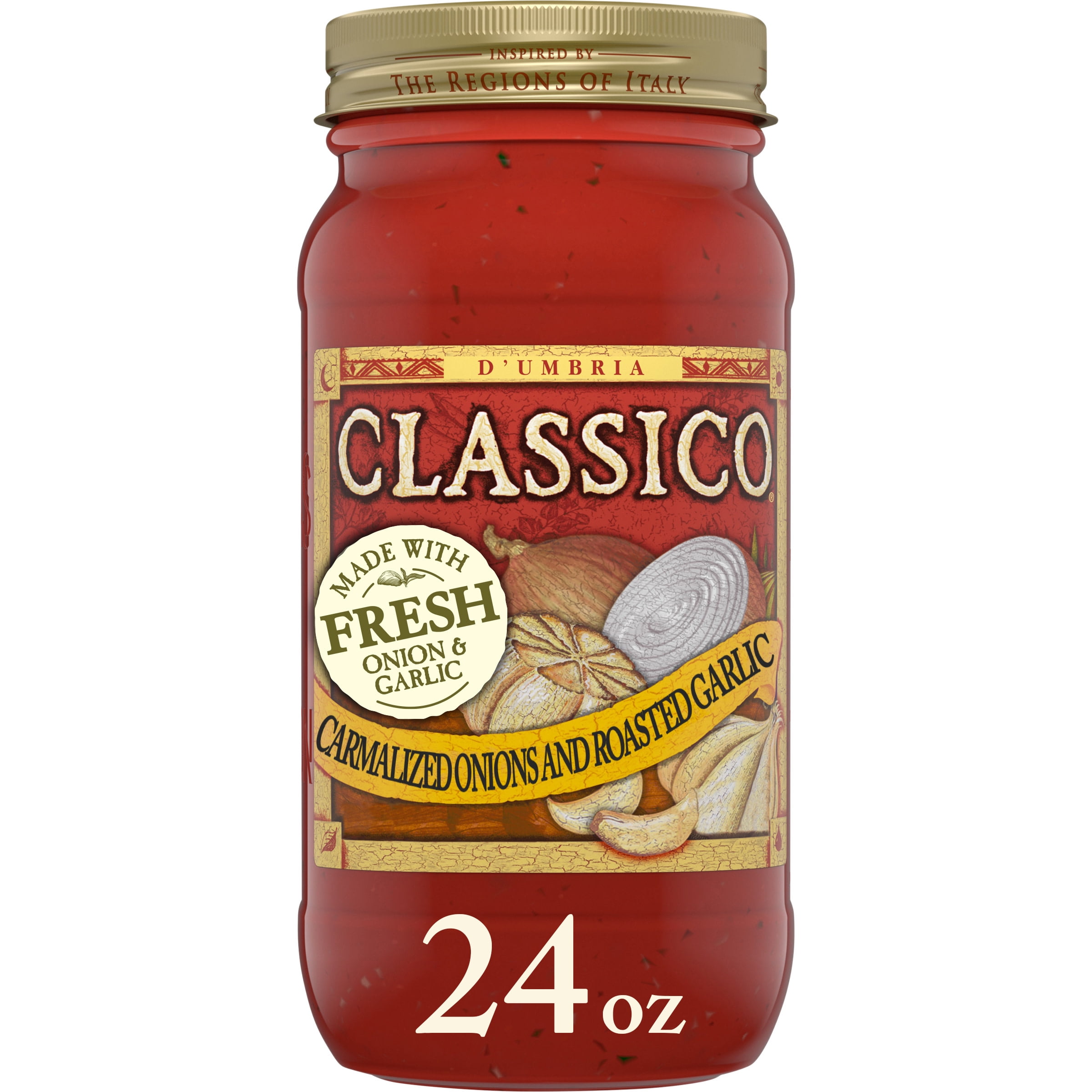 Classico Caramelized Onion & Roasted Garlic Spaghetti Pasta Sauce, Gluten Free, 24 oz. Jar (appx