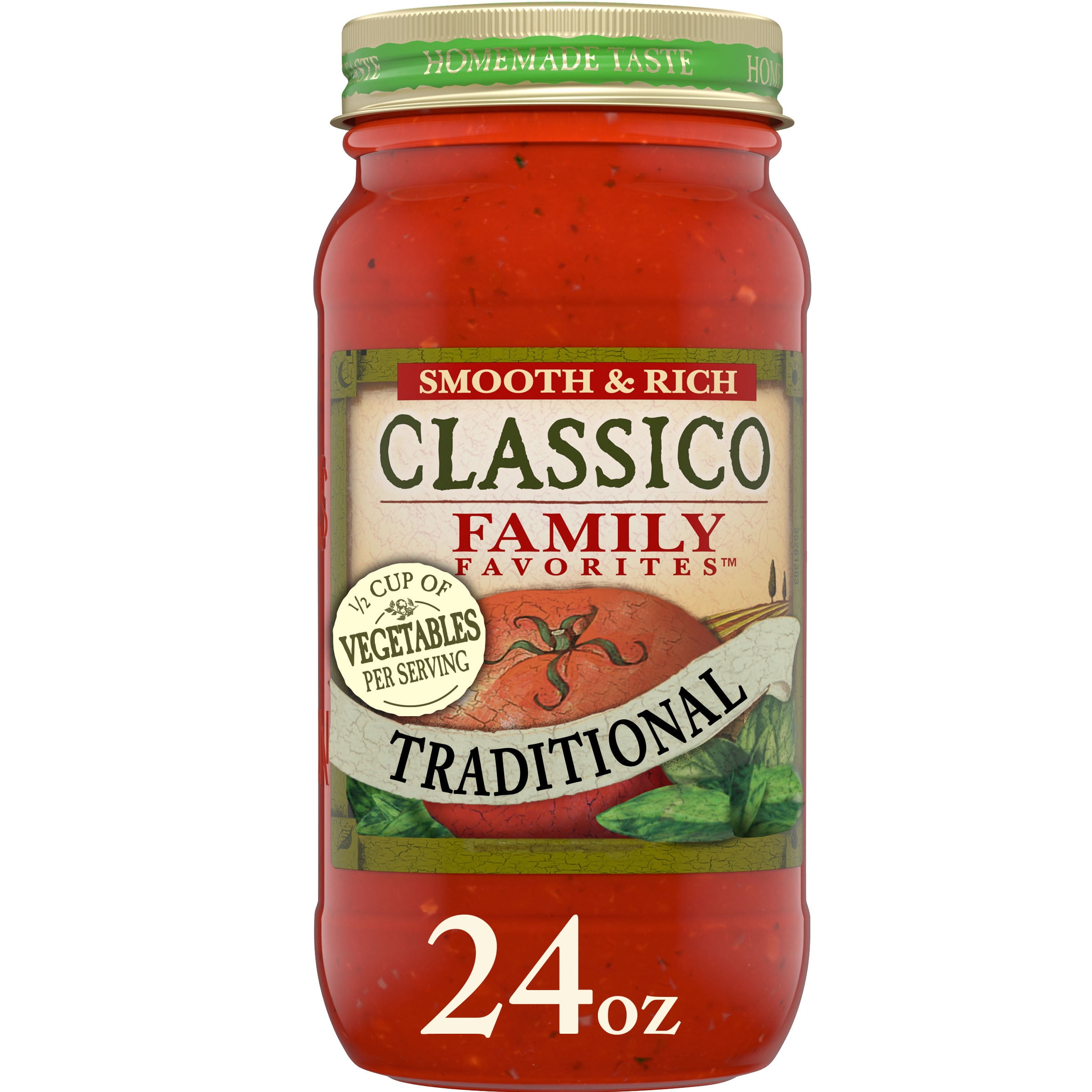 Classico Family Favorites Traditional Smooth & Rich Spaghetti Pasta Sauce, Gluten Free, 24 oz