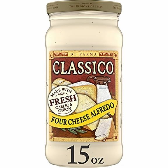 Classico Four Cheese Alfredo Pasta Sauce, 15 oz (Pack of 12)