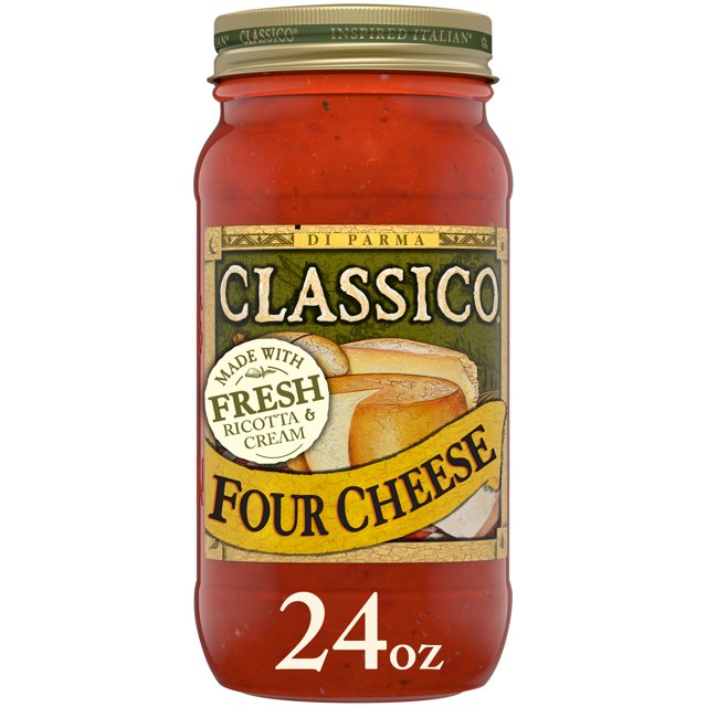 Classico Four Cheese Spaghetti Pasta Sauce, Gluten Free, 24 oz. Jar (Appx. 5 Servings)