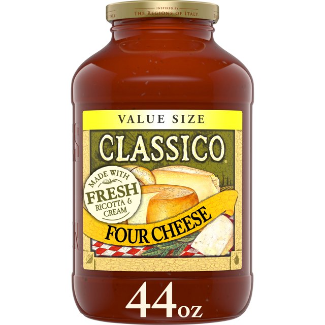 Classico Four Cheese Spaghetti Pasta Sauce Value Size, 44 oz Jar