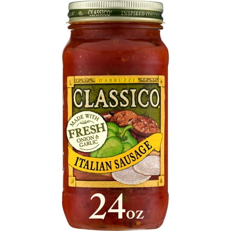 Classico Italian Sausage Spaghetti Pasta Sauce with Peppers & Onions, 24 oz. Jar