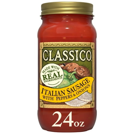 Classico Italian Sausage Spaghetti Pasta Sauce with Peppers & Onions, 24 oz. Jar