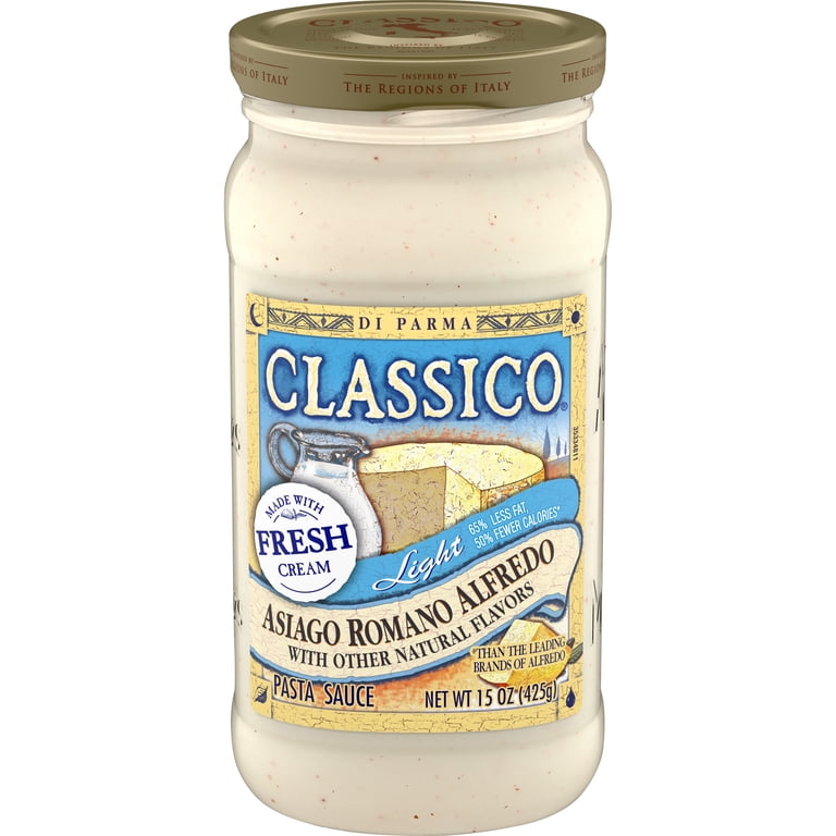 Classico Light Asiago Romano Alfredo Spaghetti Pasta Sauce, 15 oz