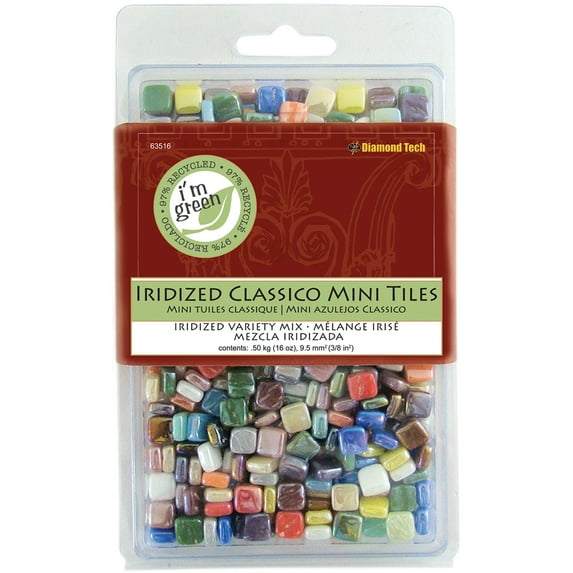 Classico Mini Iridized Tile Mix 16oz-Assorted Colors, Pk 1, Diamond Tech Crafts