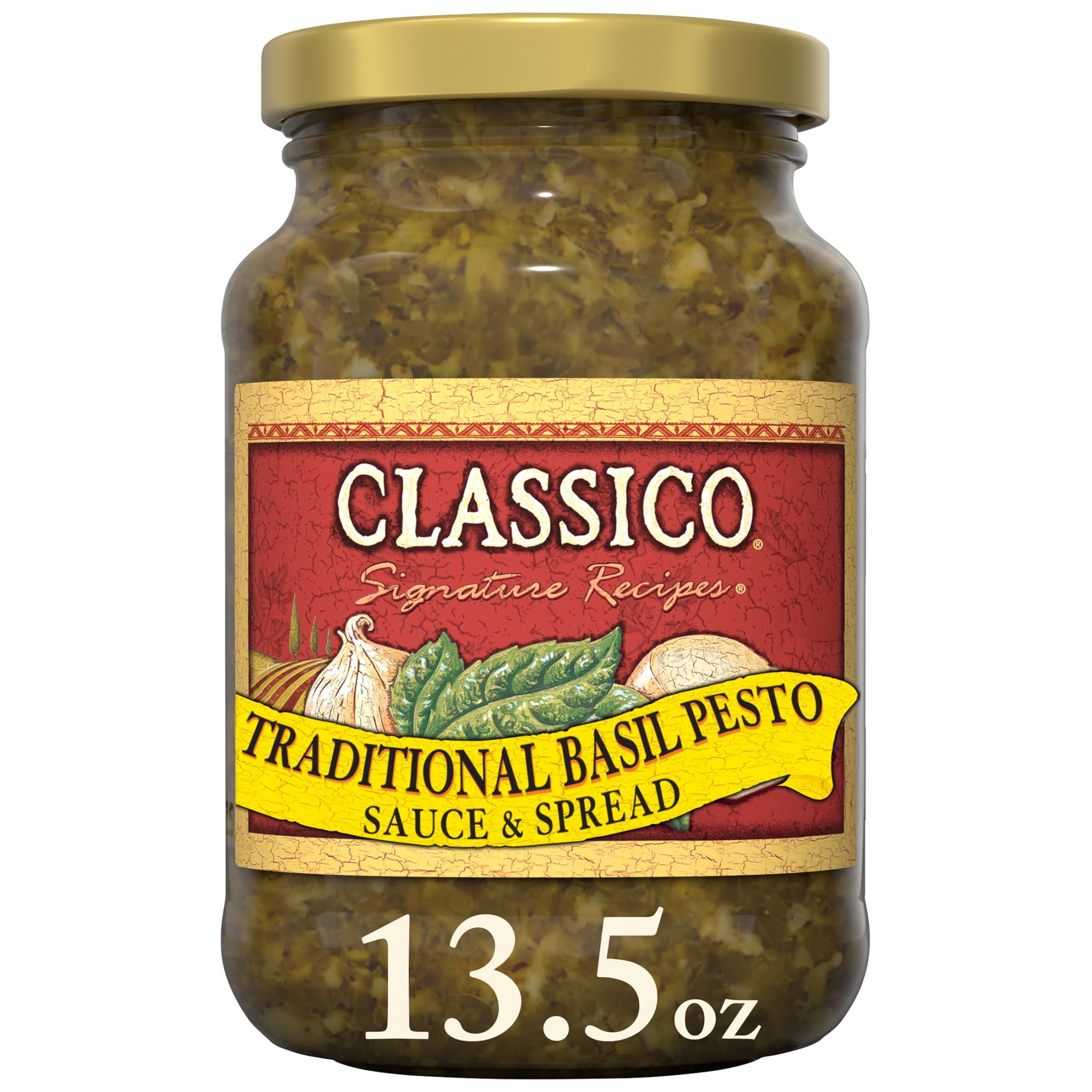 Classico Signature Recipes Traditional Basil Pesto Sauce & Spread, 13.5 oz Jar