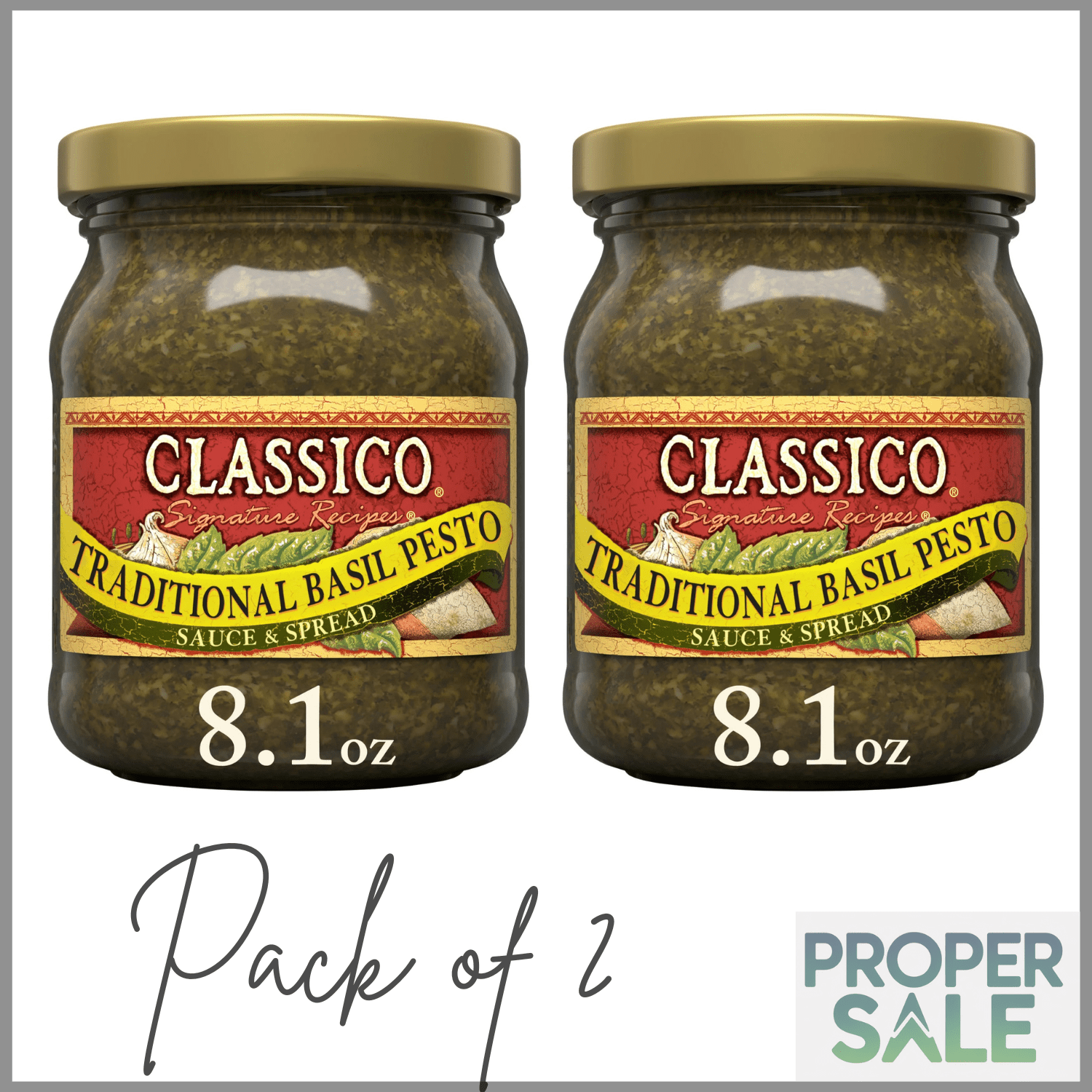 Classico Signature Recipes Traditional Basil Pesto Sauce & Spread, 8.1 oz. Jar ( PACK F 2 )