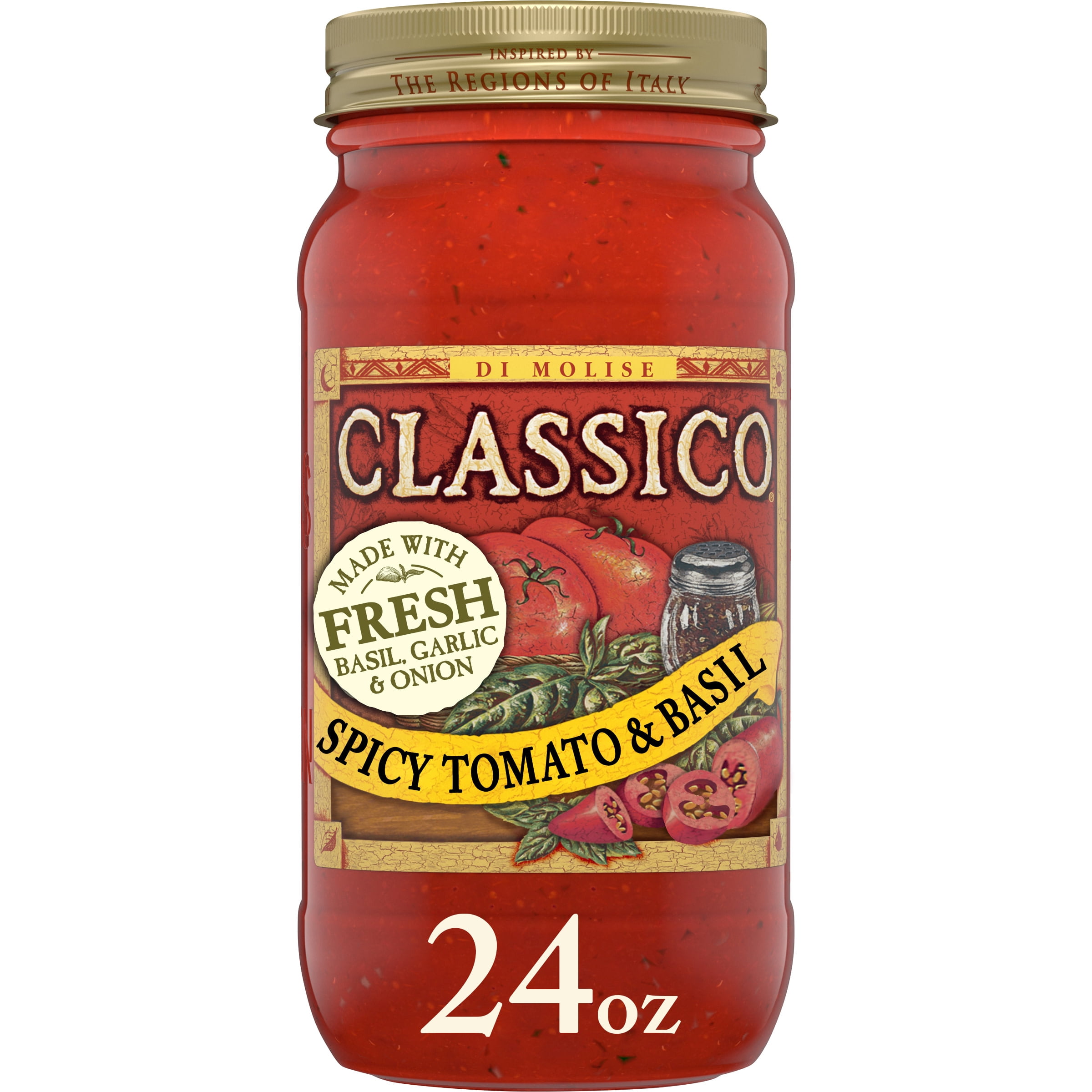 Classico Spicy Tomato & Basil Spaghetti Pasta Sauce, Gluten Free, 24 oz