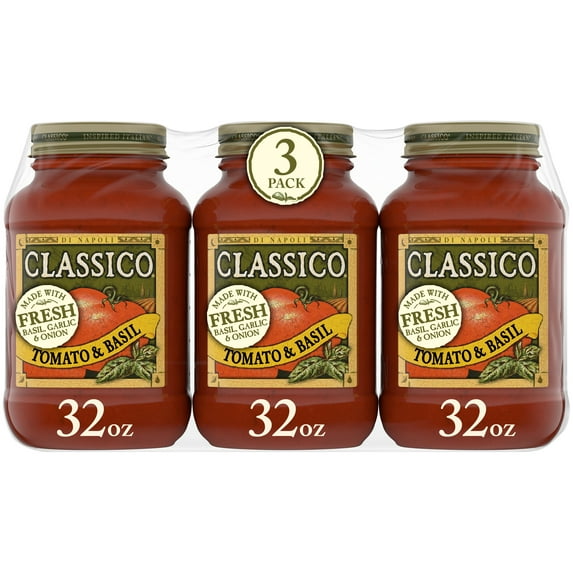 Classico Tomato & Basil Pasta Sauce, 3 ct Pack, 32 oz Jars