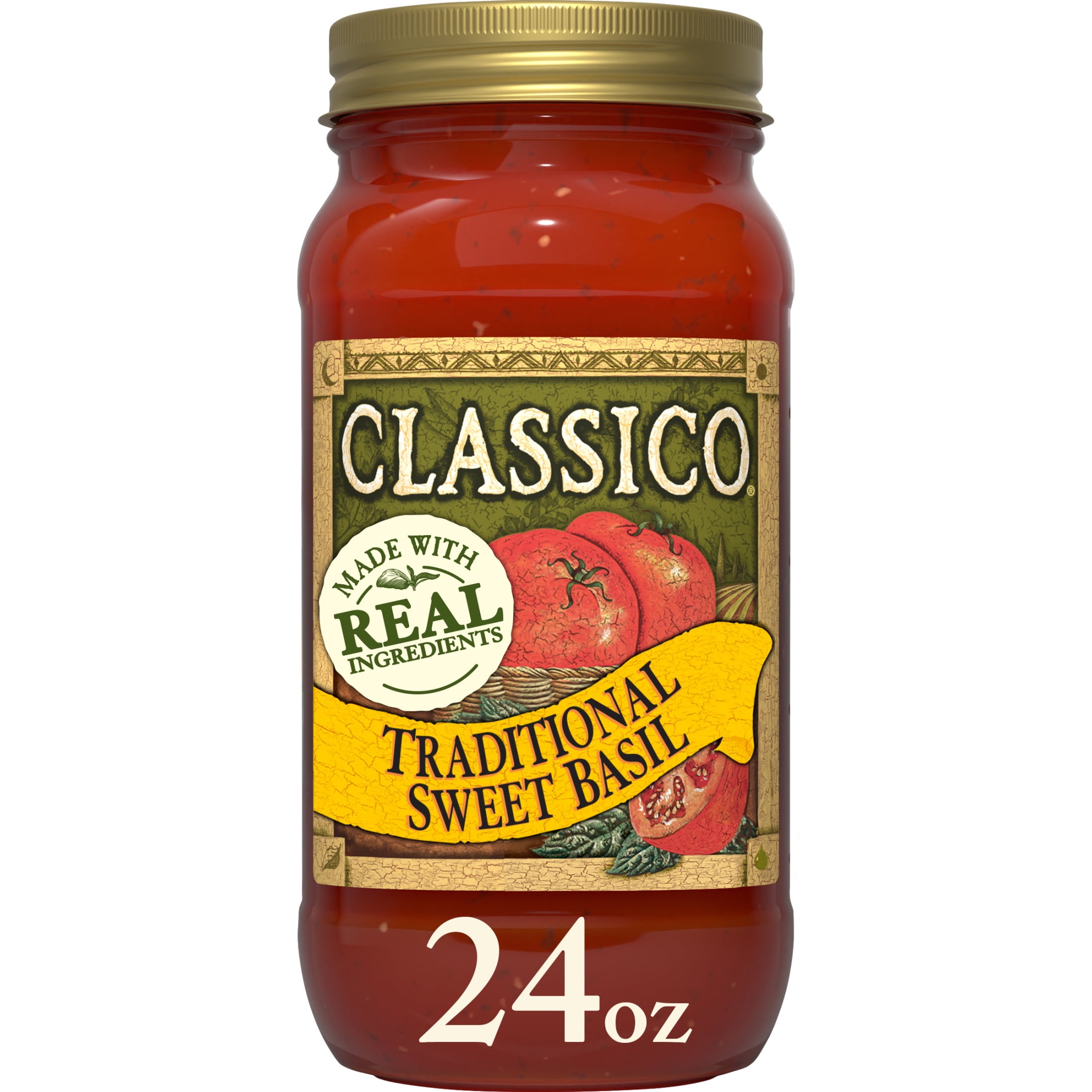 Classico Traditional Sweet Basil Pasta Sauce, 24 oz Jar