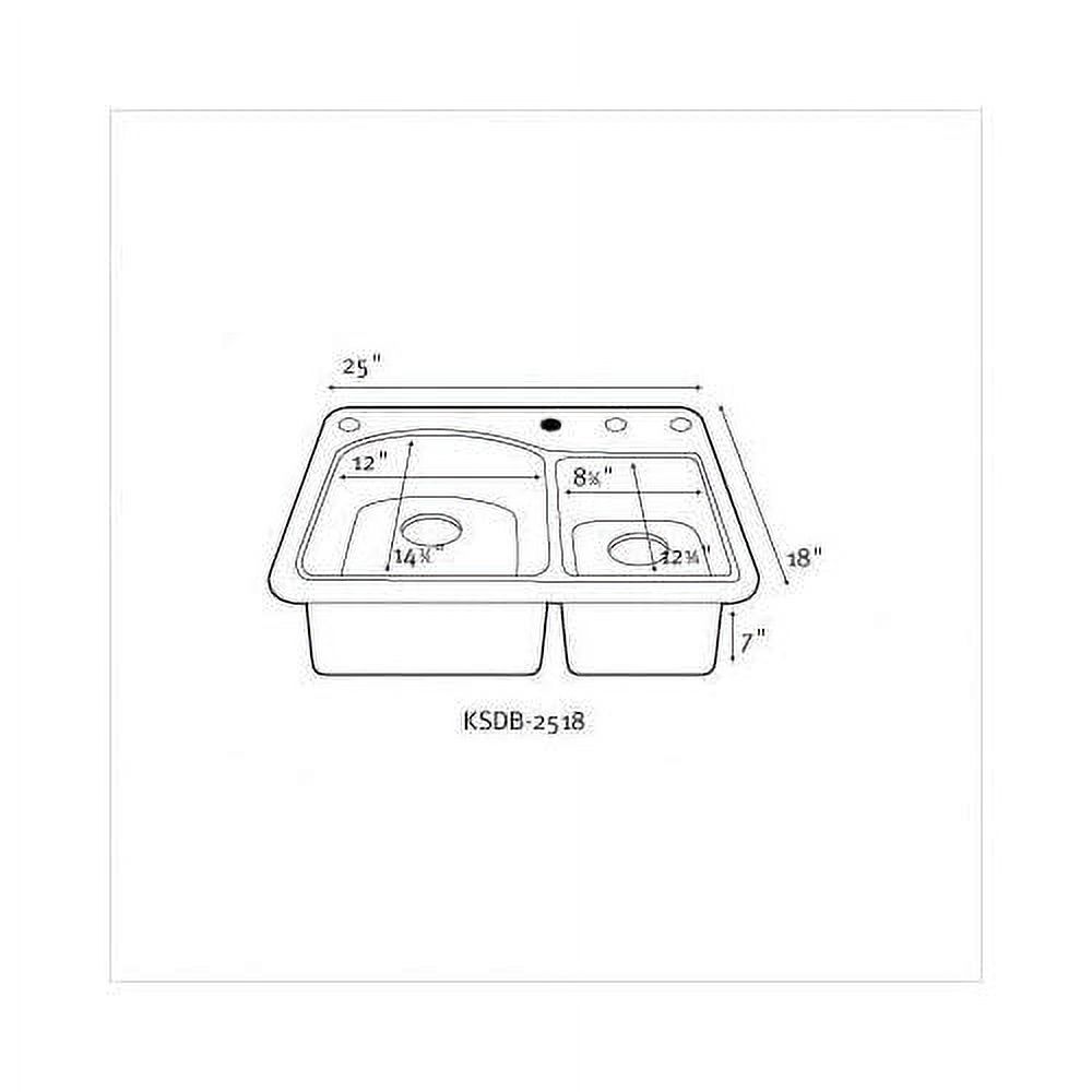 Classics 25" X 18" Space Saver Double Bowl Kitchen Sink Finish Gray