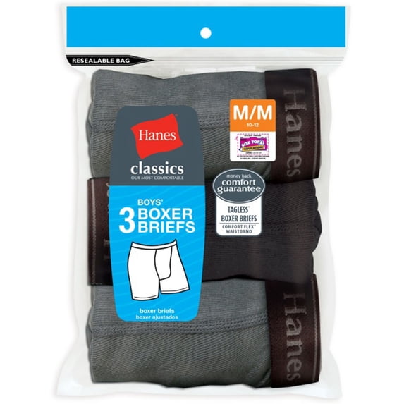 Classics Boys` Comfort Flex Boxer Briefs, B740AK, M, Assorted