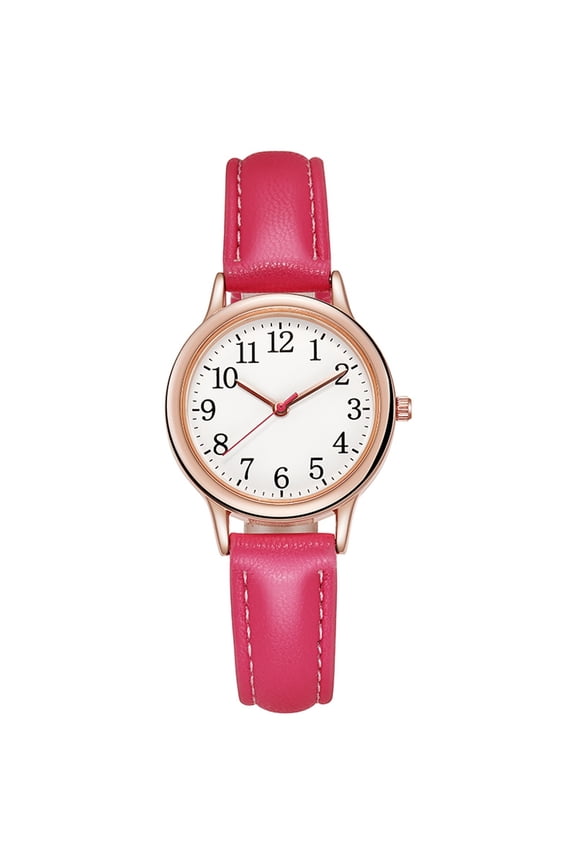 Classics Business Watches for Women Fashion Leather Strap Casual Analog Quartz Wrist Watch Unisex Dressy Watchs for Work Red