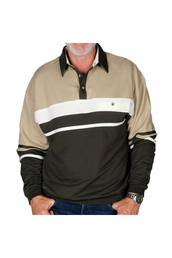 Classics By Palmland Horizontal Stripes Banded Bottom Shirt 6094-739 Green