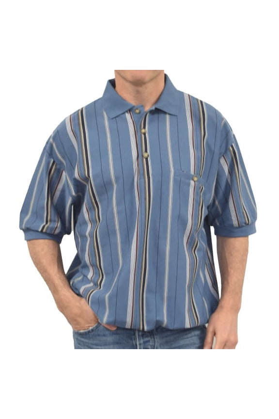 Classics By Palmland Vertical Short Sleeve Banded Bottom Shirt