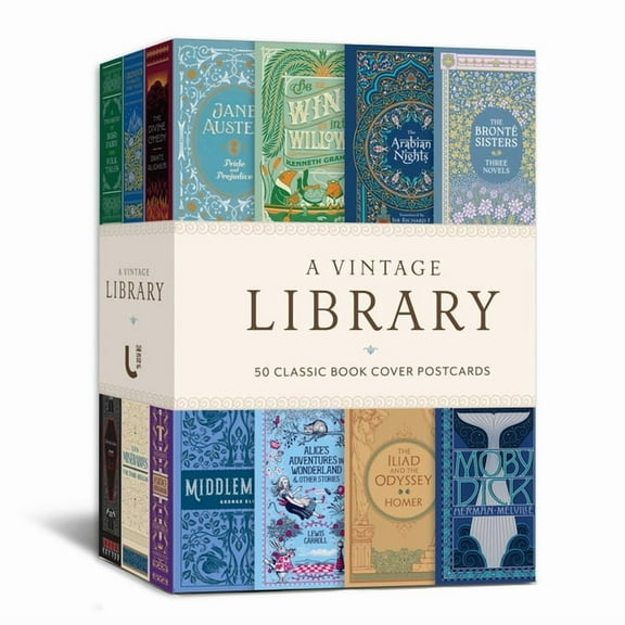 Classics Gift A Vintage Library: 50 Classic Book Cover Postcards, (Hardcover)